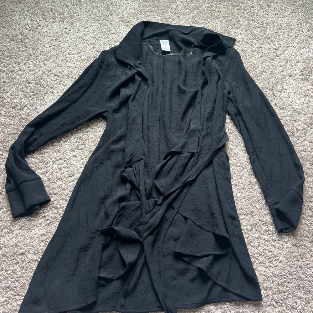 Black Open Front Cardigan